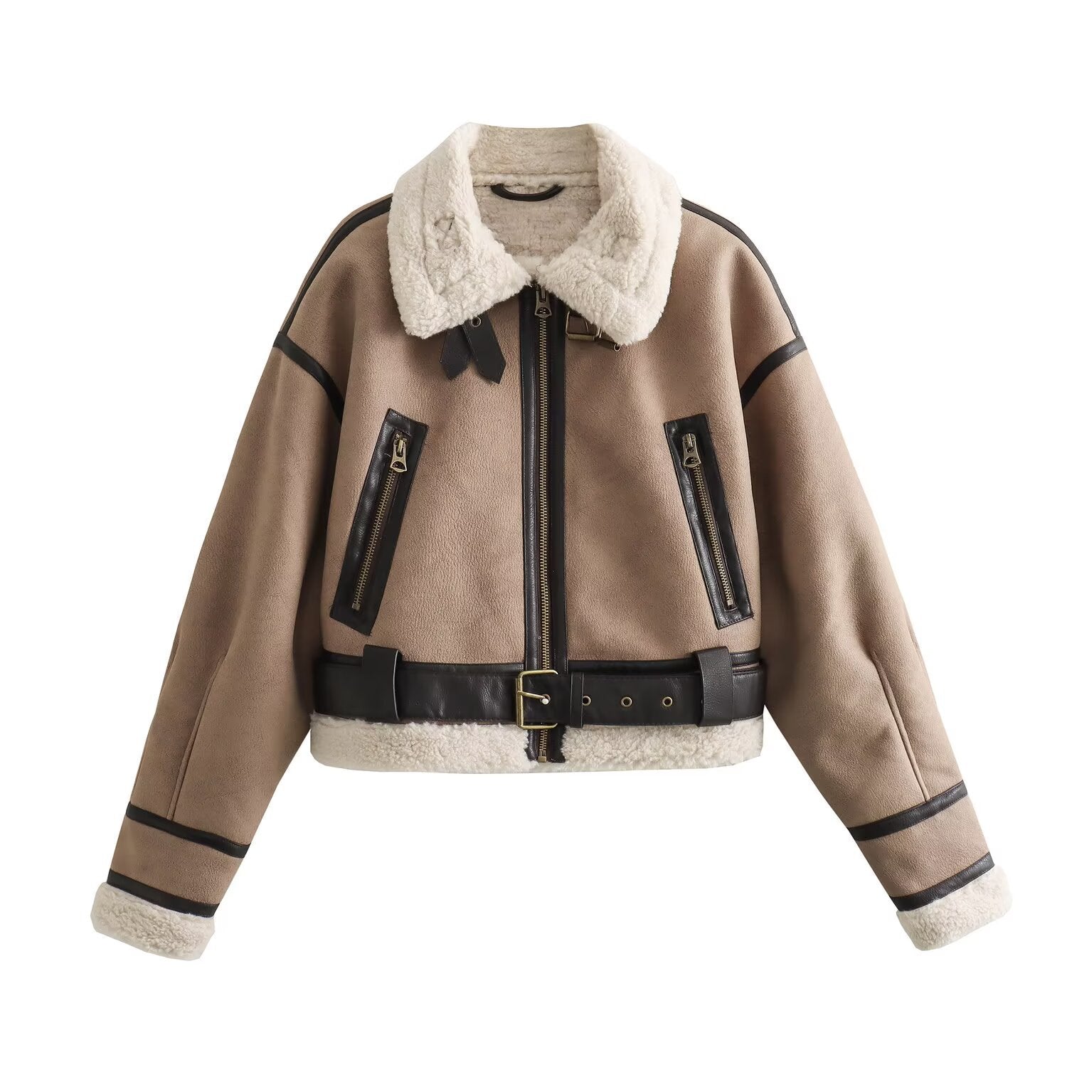 Image of Women's cropped woven zip-up jacket
