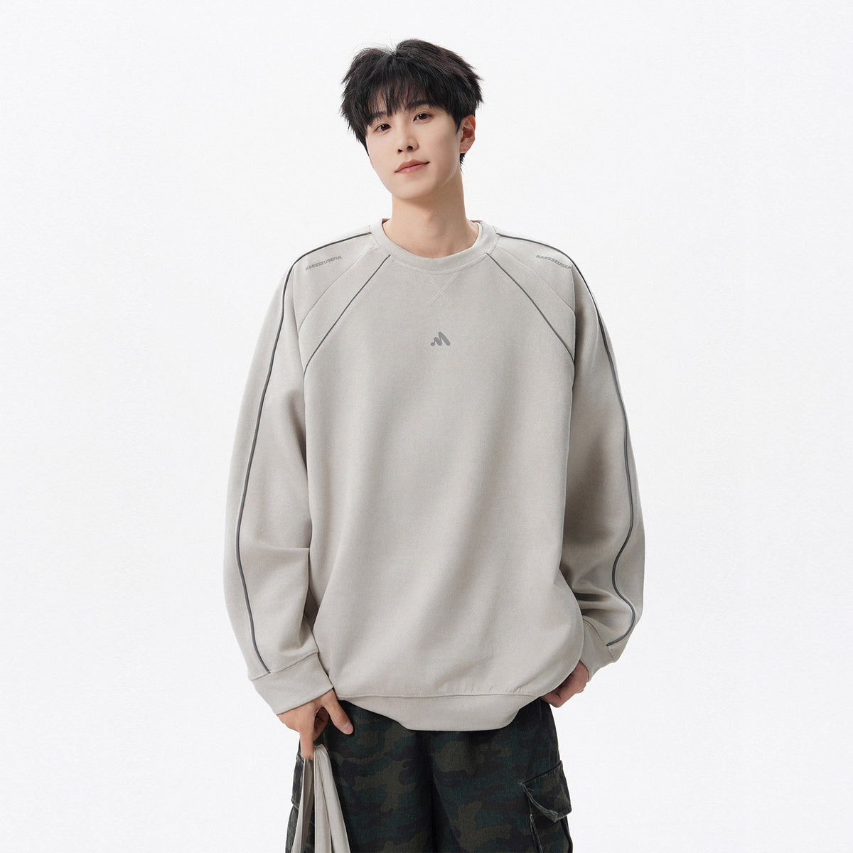 Unisex suede-effect fleece crewneck sweatshirt
