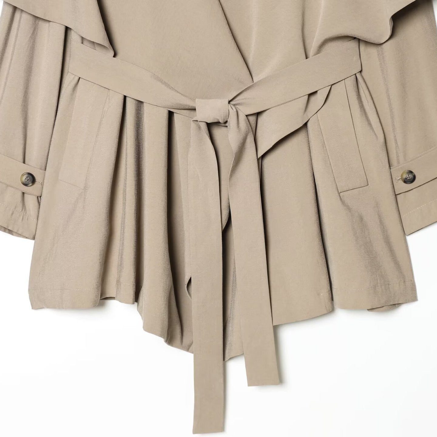 Image of Gabardina larga de corte holgado con cinturón para mujer