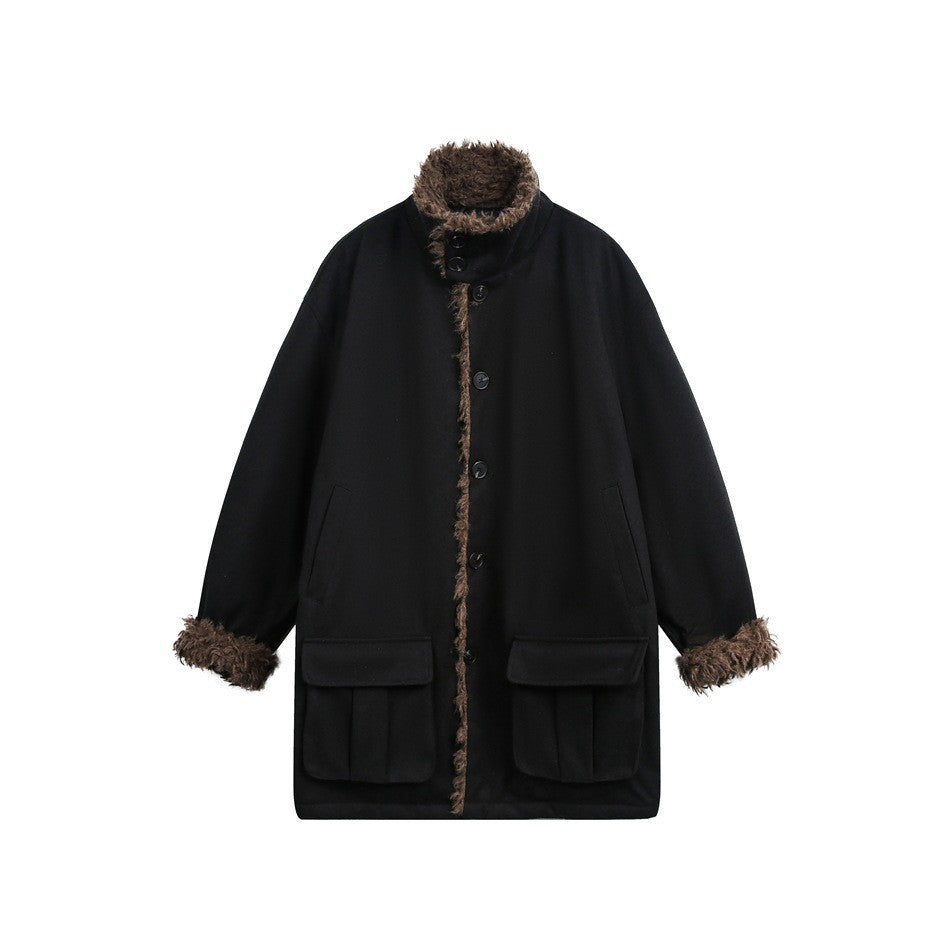 Zeratta Unisex long stand collar polyester trench coat