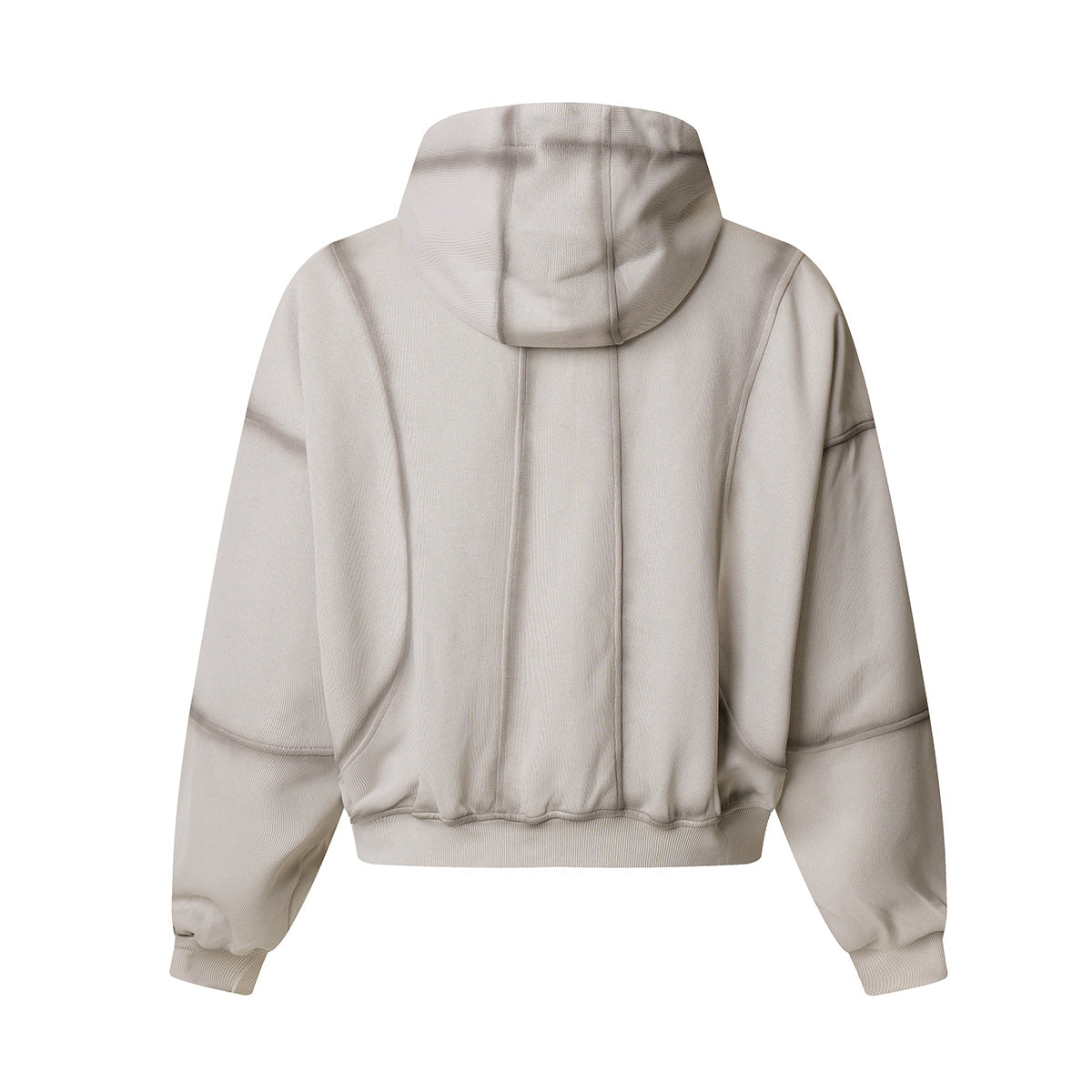 Image of Sudadera con capucha y cremallera de algodón con estampado geométrico lavado para hombre
