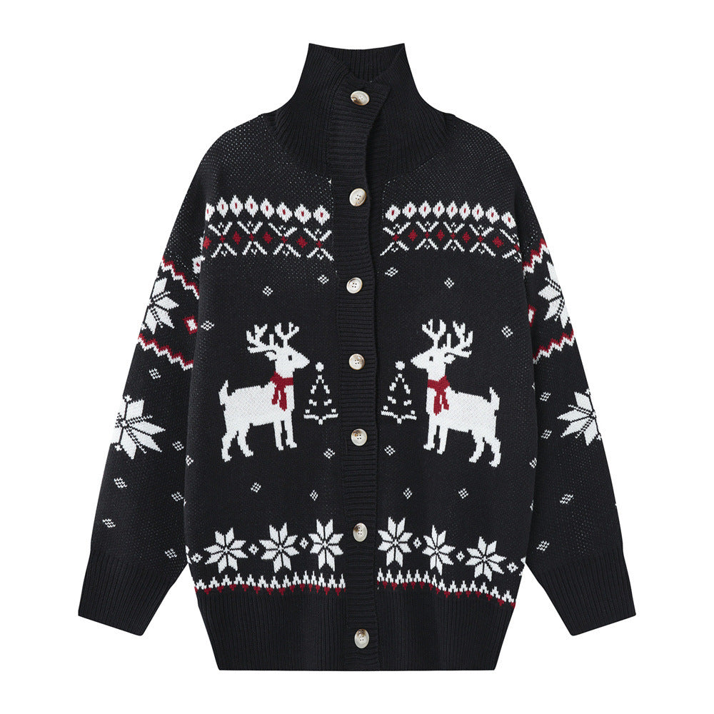 Image of Suéter navideño de punto acrílico con cuello redondo para hombre