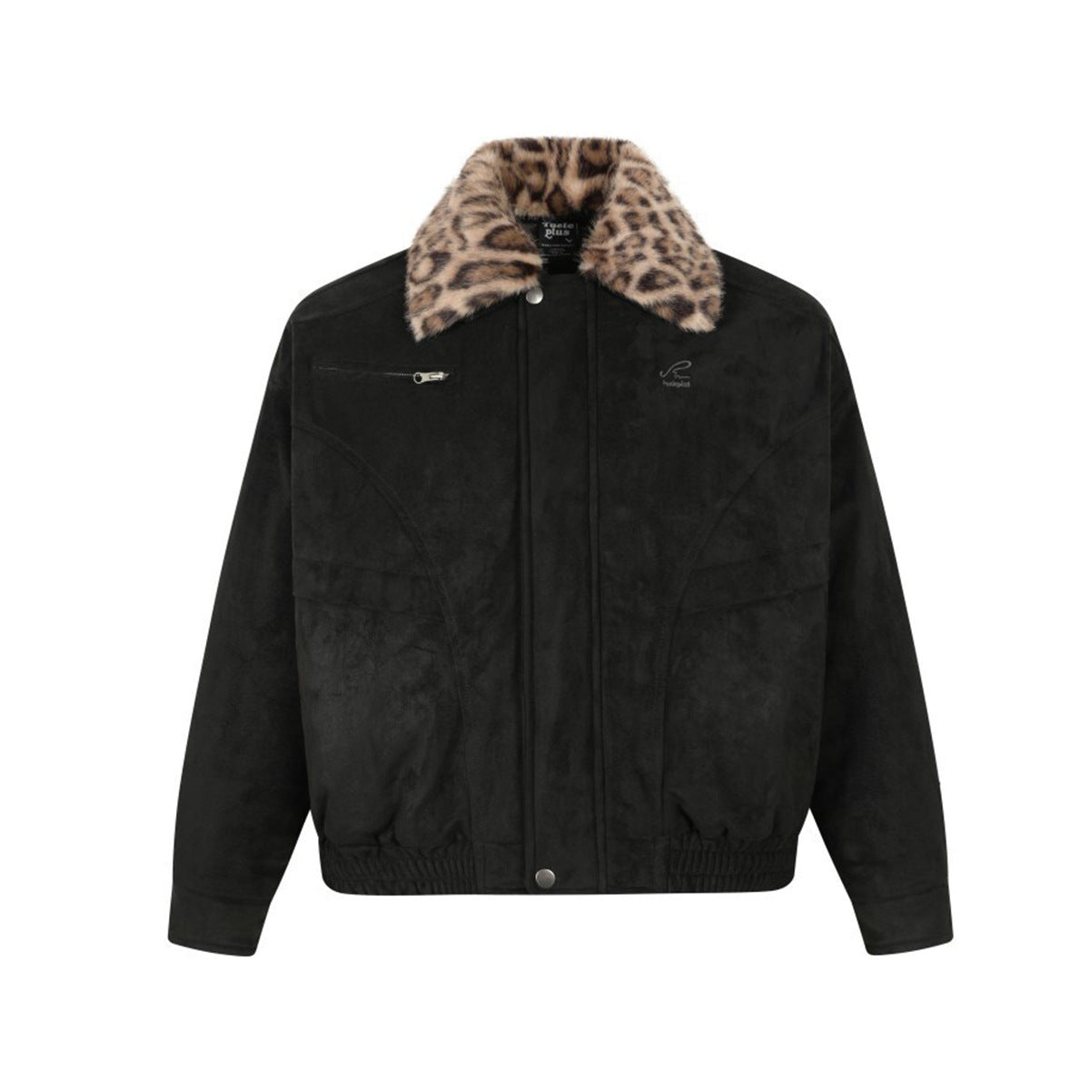 Image of Chaqueta de poliéster con estampado de leopardo y cierre de cremallera para hombre