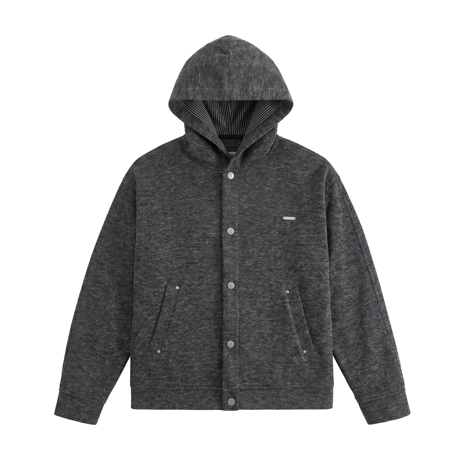 Image of Retro striped patchwork hooded zip-up sweatshirt