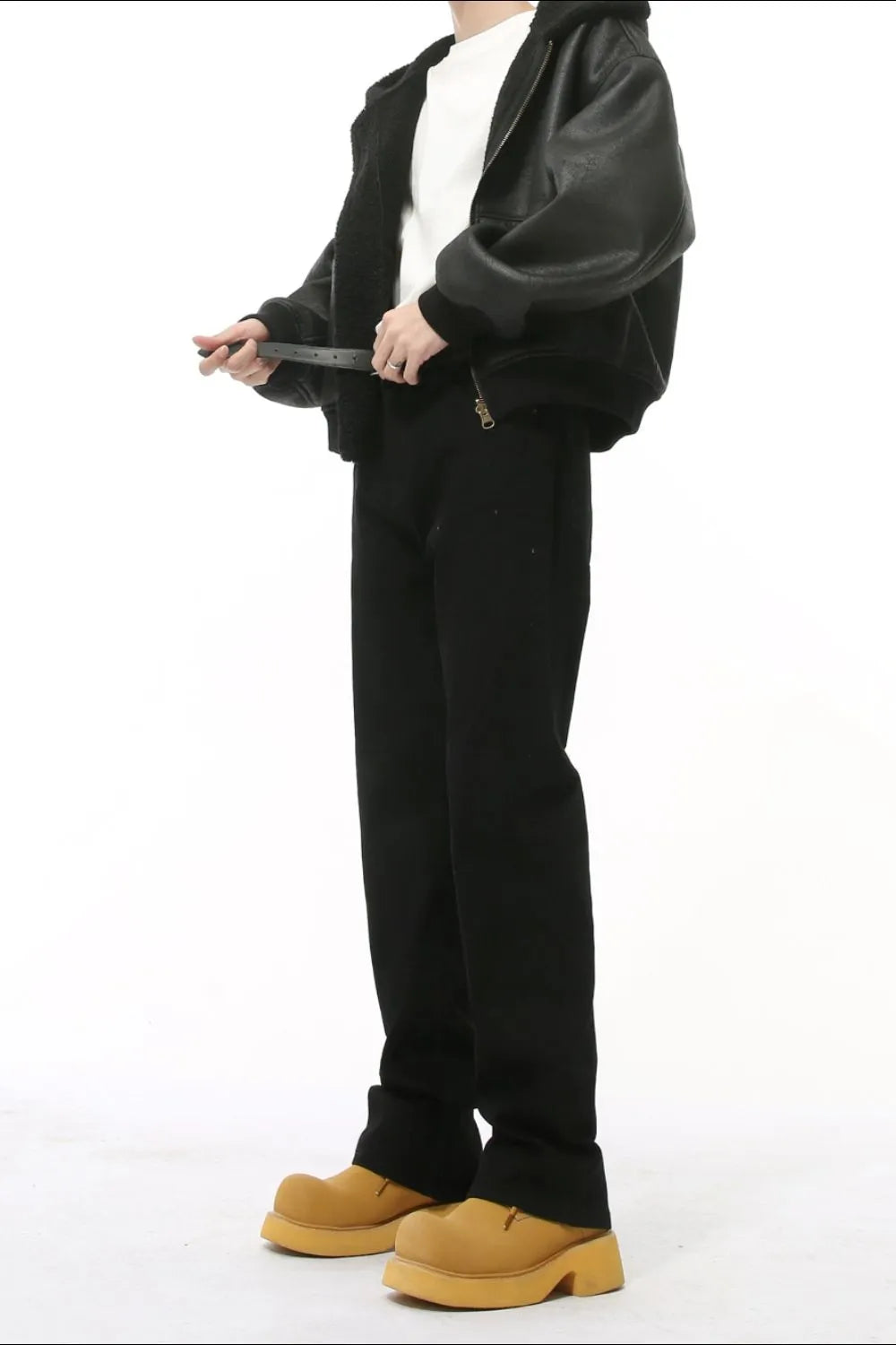 Image of Black mid-rise pocket jeans, product photograph 3