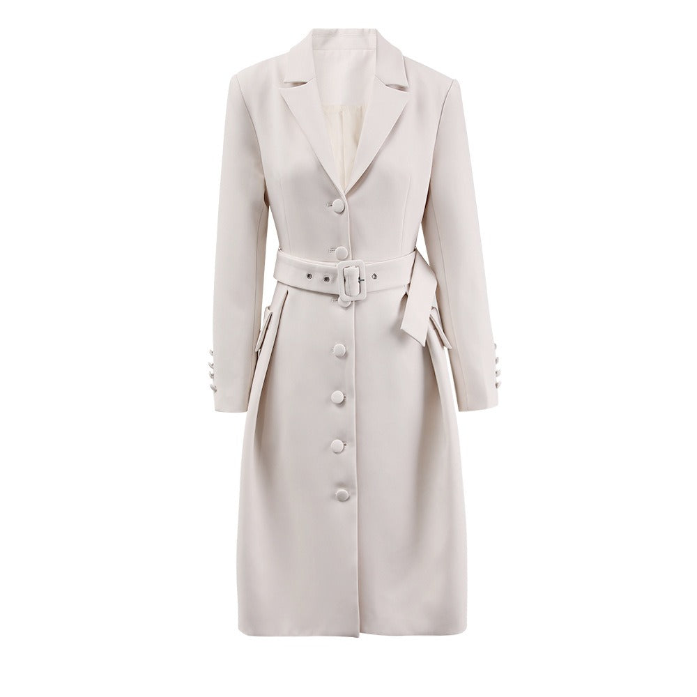 Image of Women's ivory single-breasted belted trench coat