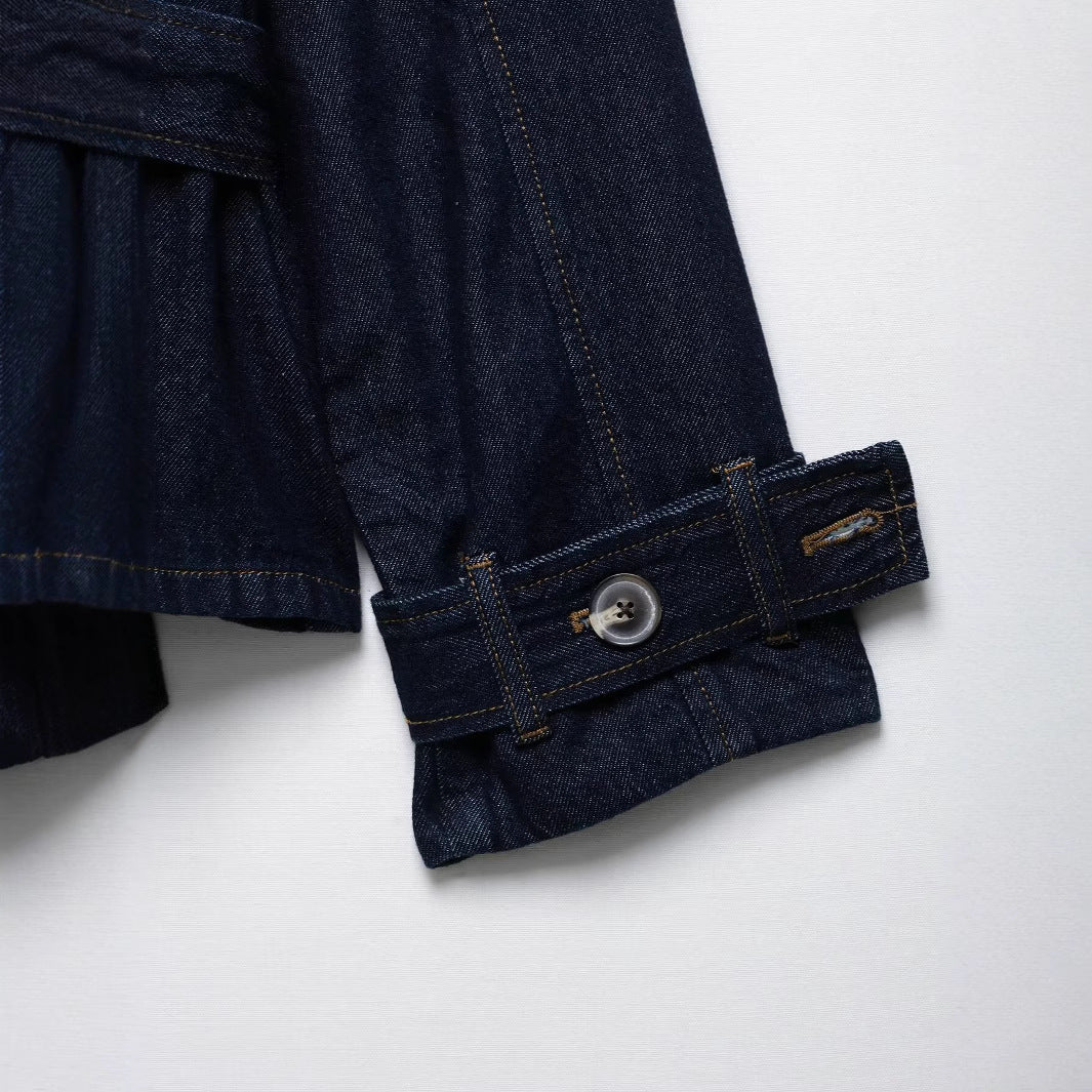 Image of Gabardina de mujer con efecto denim y cordón ajustable