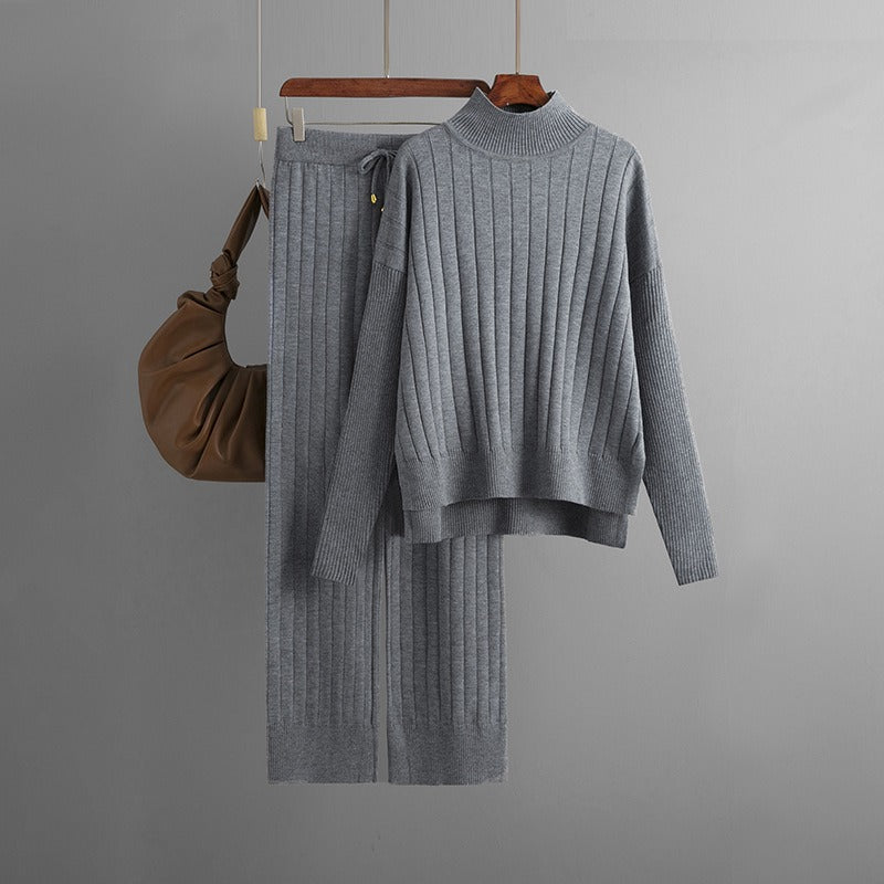 Women's two-piece turtleneck knit sweater set
