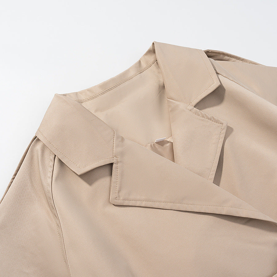 Image of Women's khaki cropped two-button trench coat