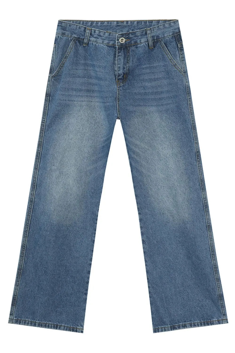 Jeans de tiro medio en tonos medio y oscuro