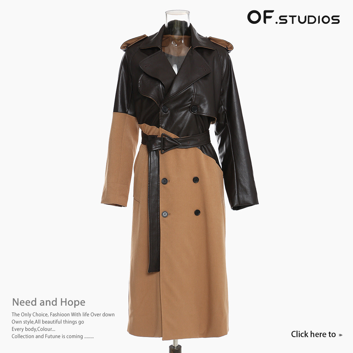 Image of Women's khaki panelled belted trench coat