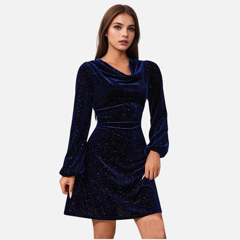 Image of Women's Blue Ruffle Mini Dress — main product photograph