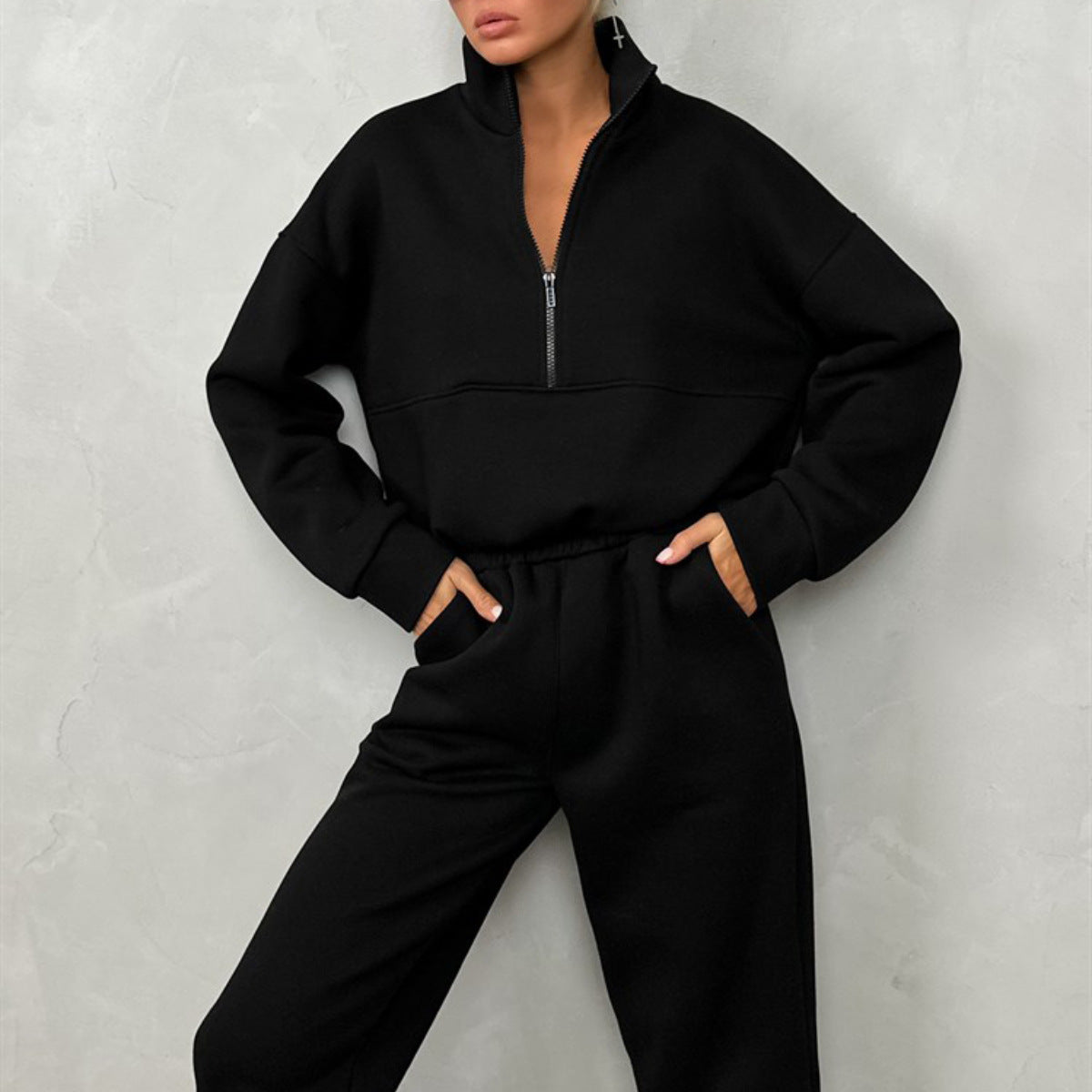 Women's cotton blend round neck top and pants set