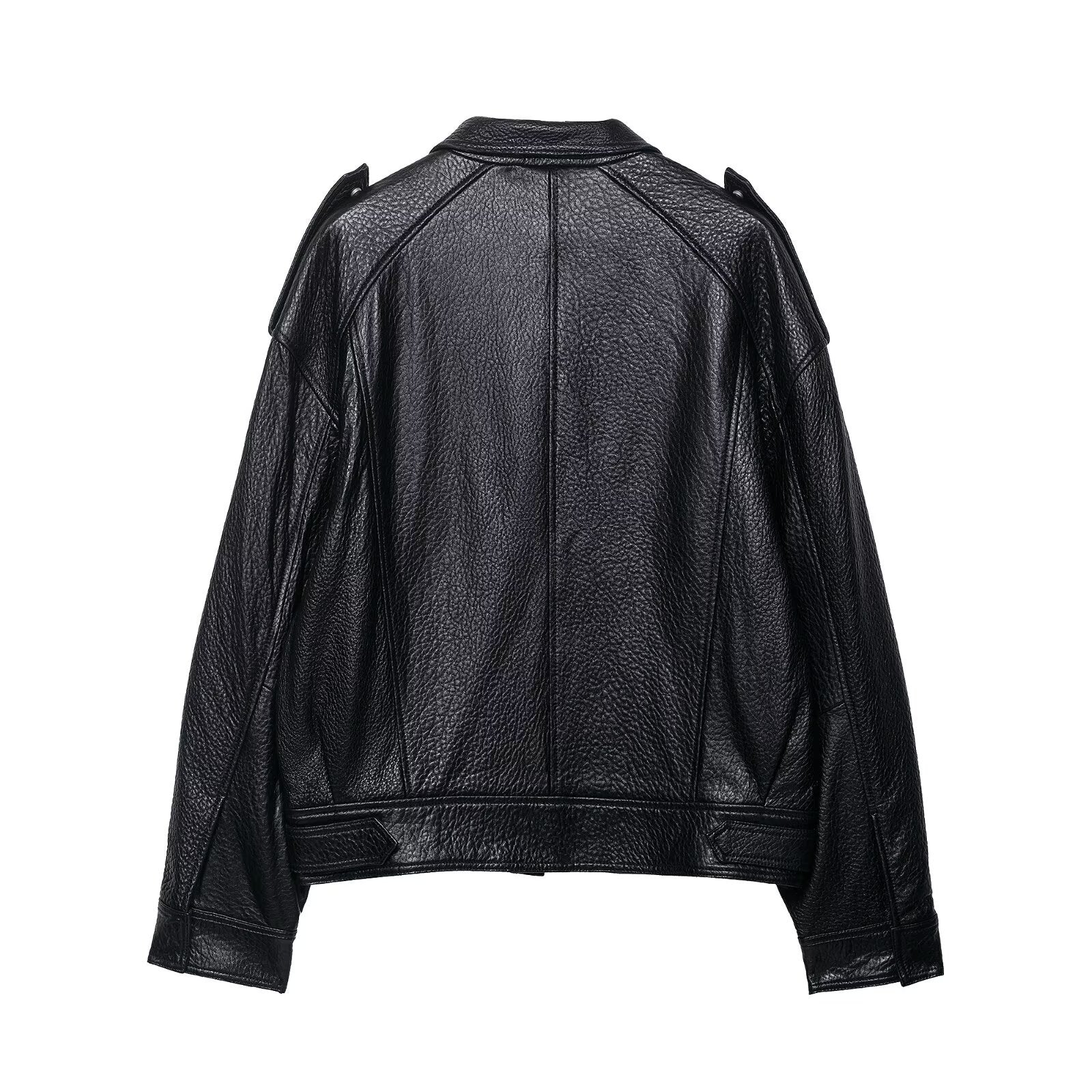 Image of Black zip-up loose fit bomber jacket