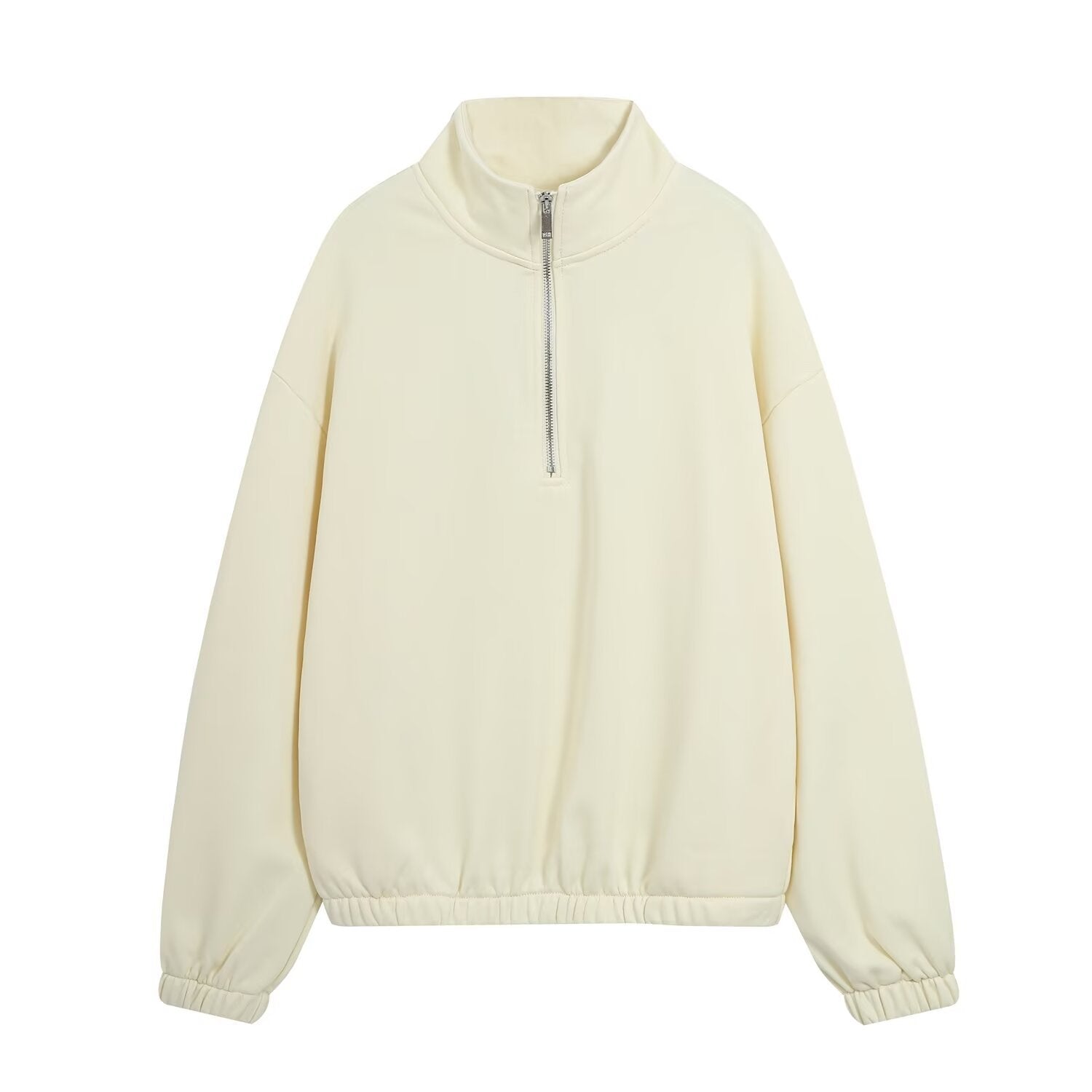 Image of Solid color long sleeve zip-up sweatshirt