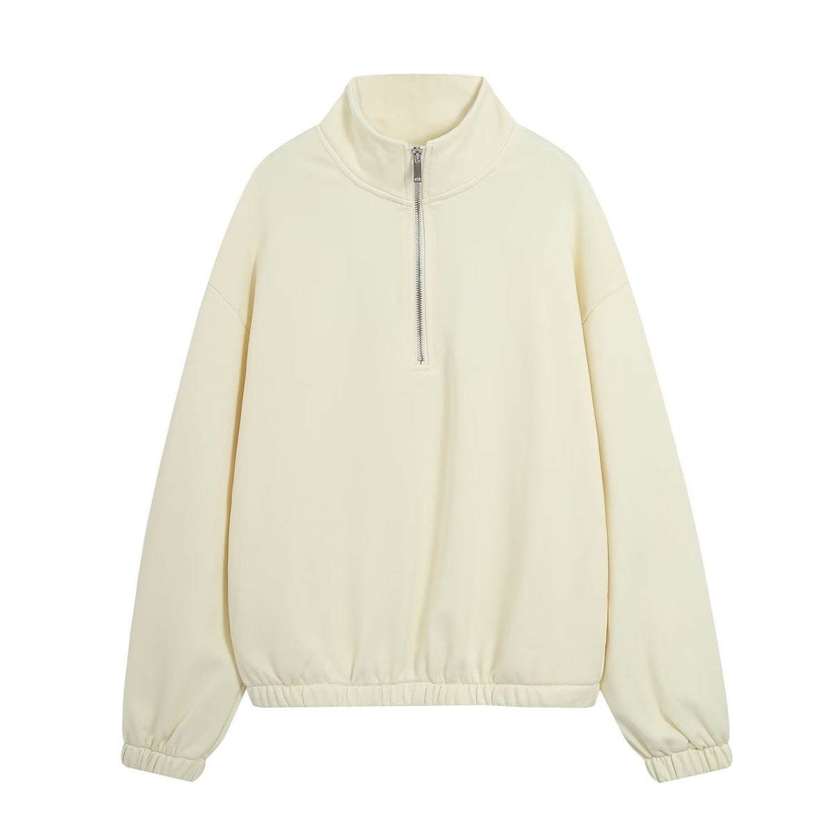 Sudadera de color sólido con cremallera y manga larga