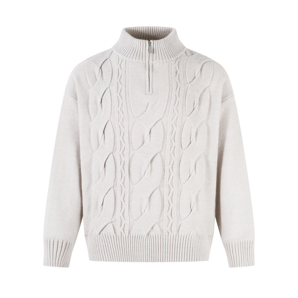 Zeratta Half-zip stand collar acrylic blend knit sweater