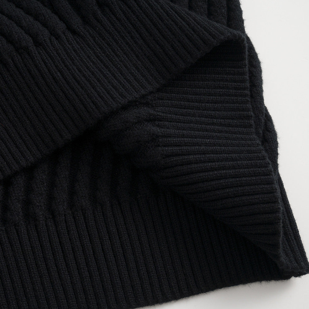 Image of Suéter de punto jacquard para hombre con cuello alto y media cremallera