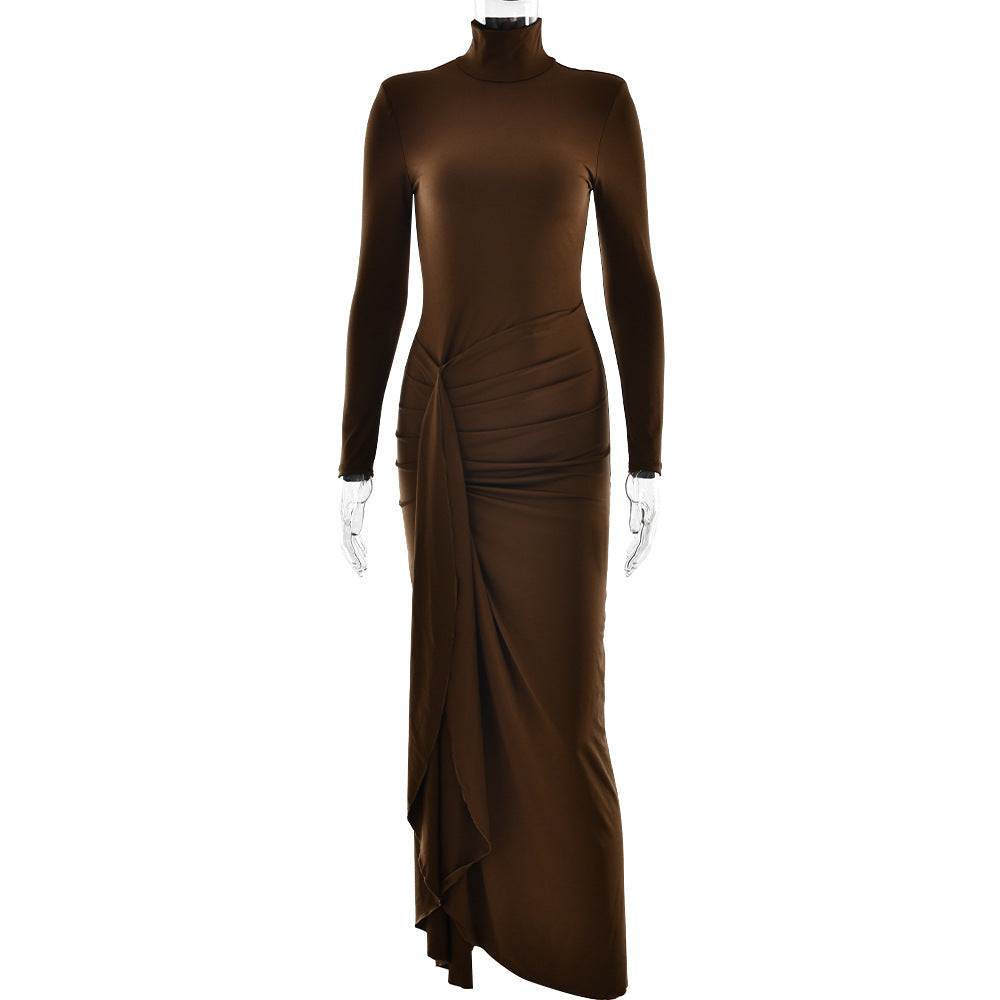 Image of Women's Turtleneck Slit Maxi Dress