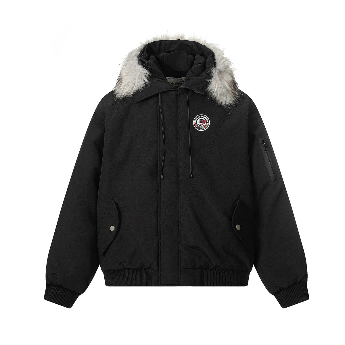 Cotton padded zip-up jacket with fur collar