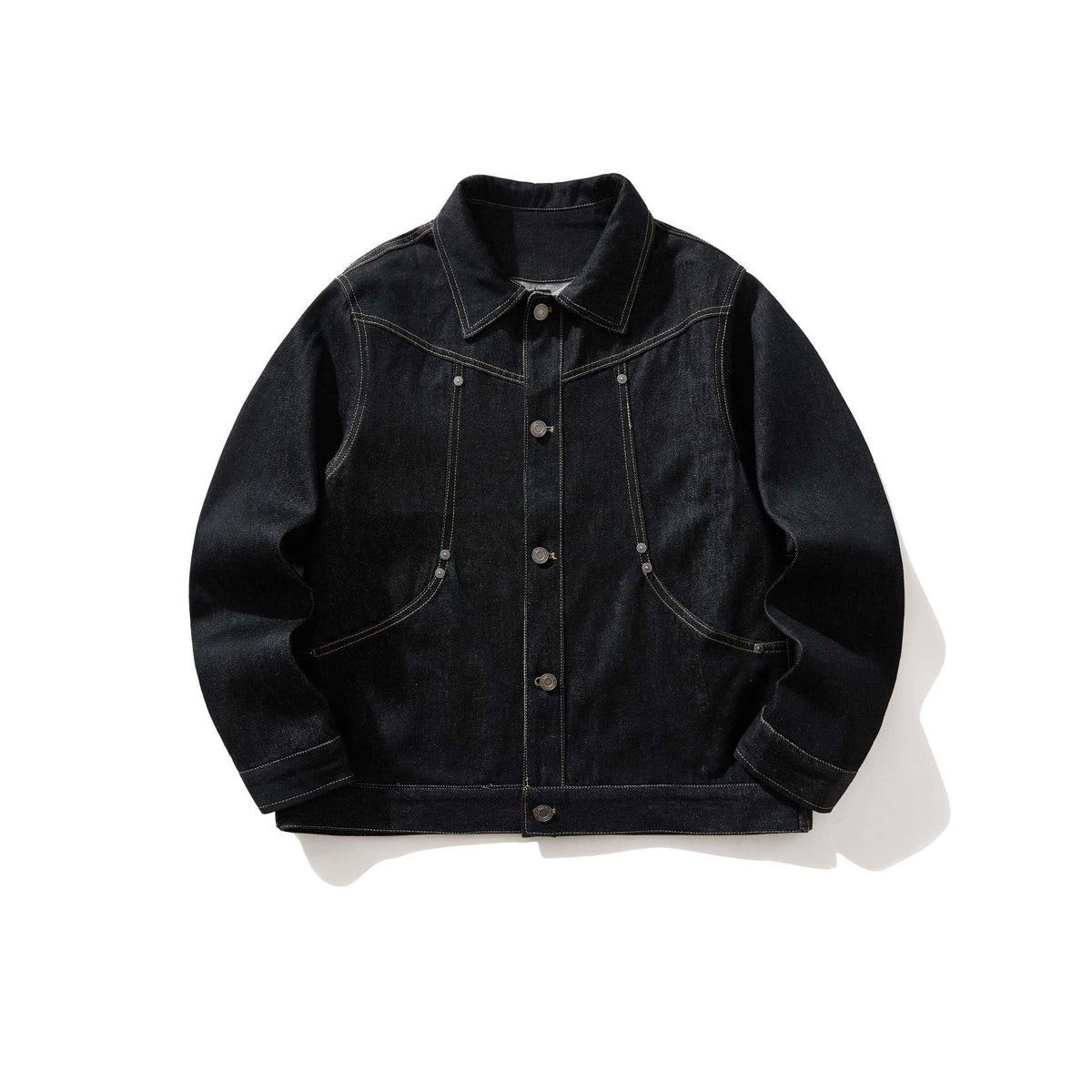 Men's black rivet detail denim jacket