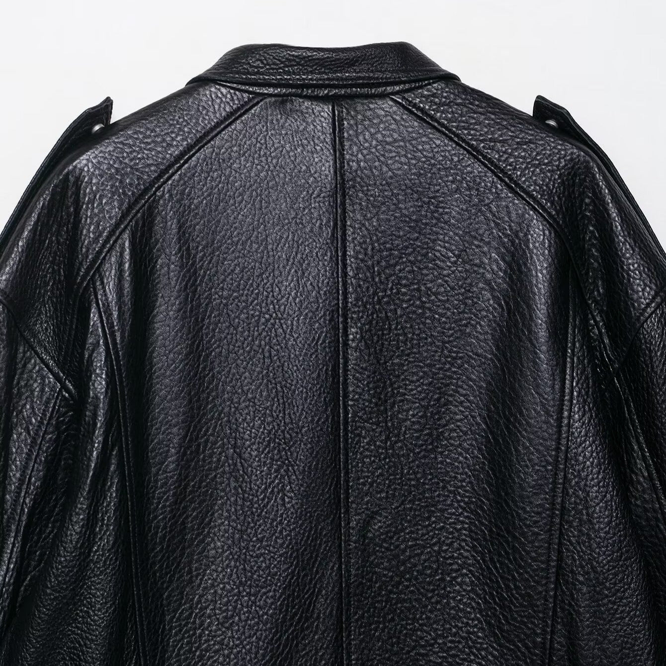 Image of Black zip-up loose fit bomber jacket