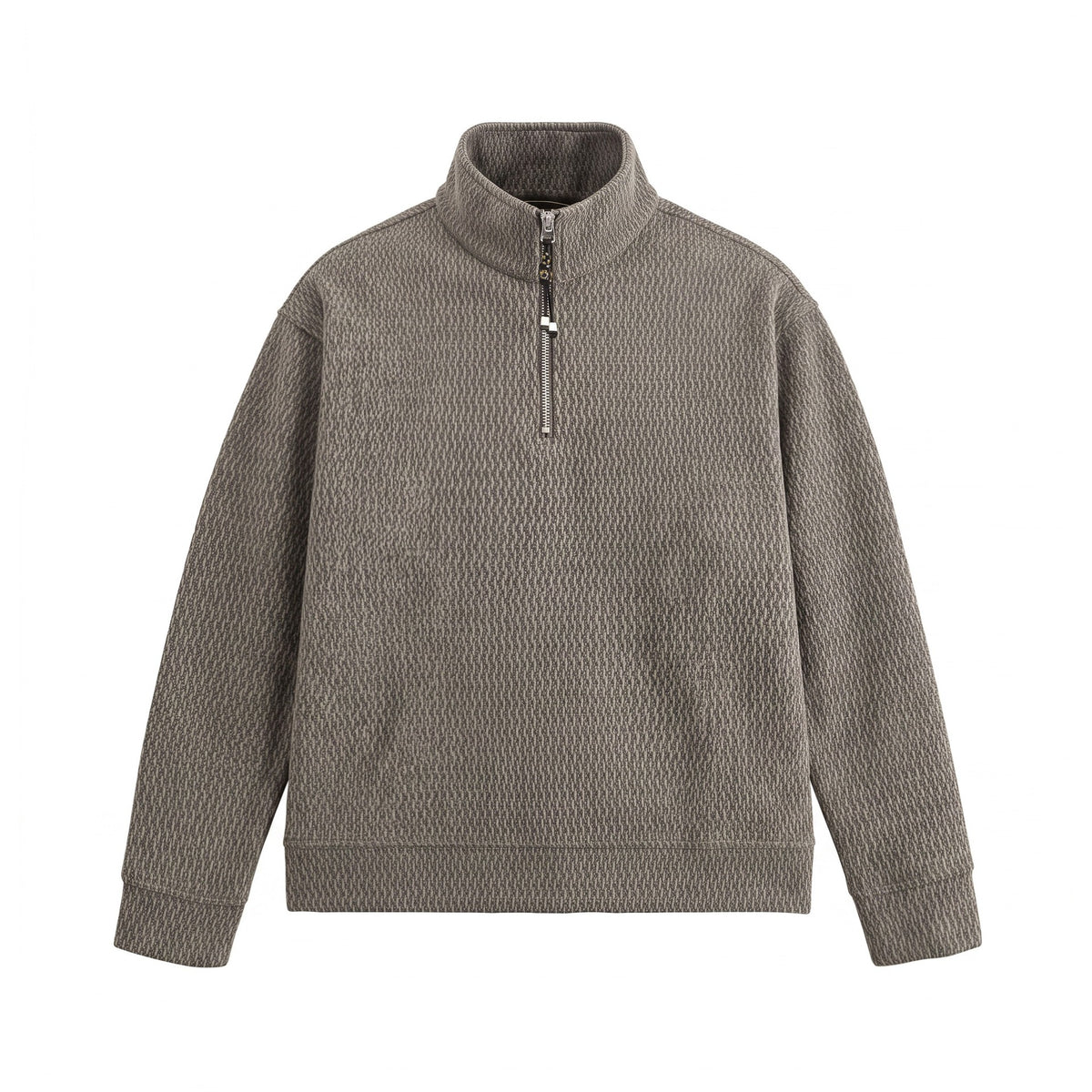 Sudadera con capucha, cuello alto, media cremallera y hombros caídos