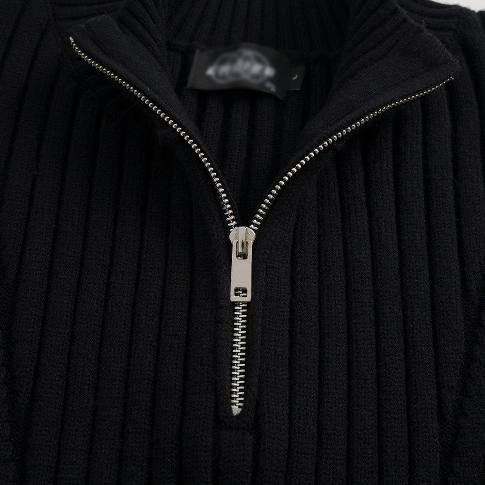 Image of Suéter de punto jacquard para hombre con cuello alto y media cremallera
