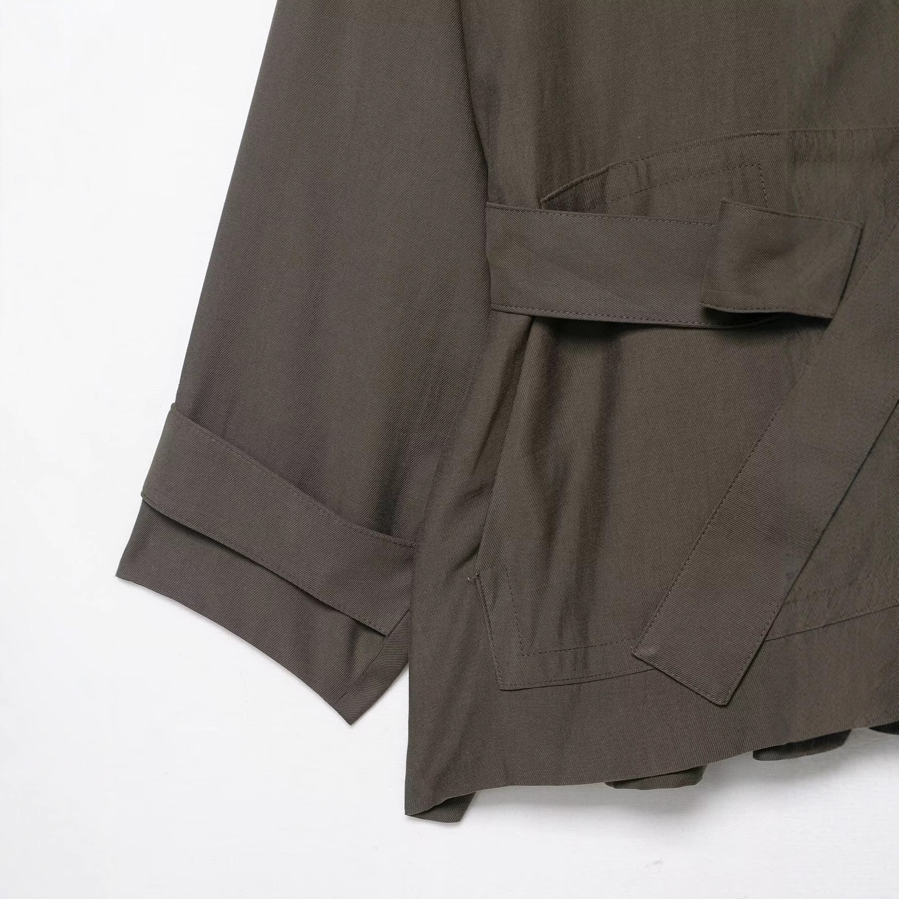 Image of Women's gray belted single-breasted trench coat