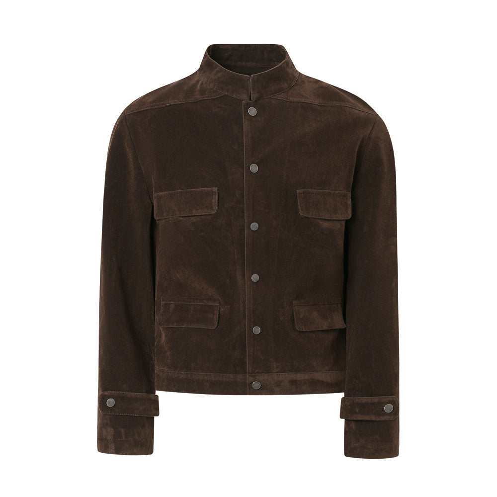 Zeratta Men's loose fit cotton blend button-front jacket