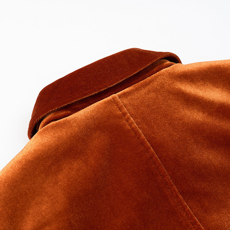 Chaqueta con cremallera de efecto terciopelo naranja