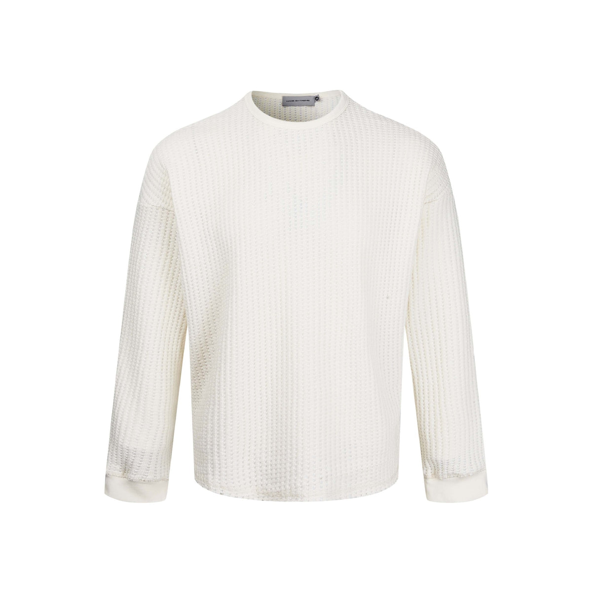 Zeratta Men's oversized textured crewneck long-sleeve top