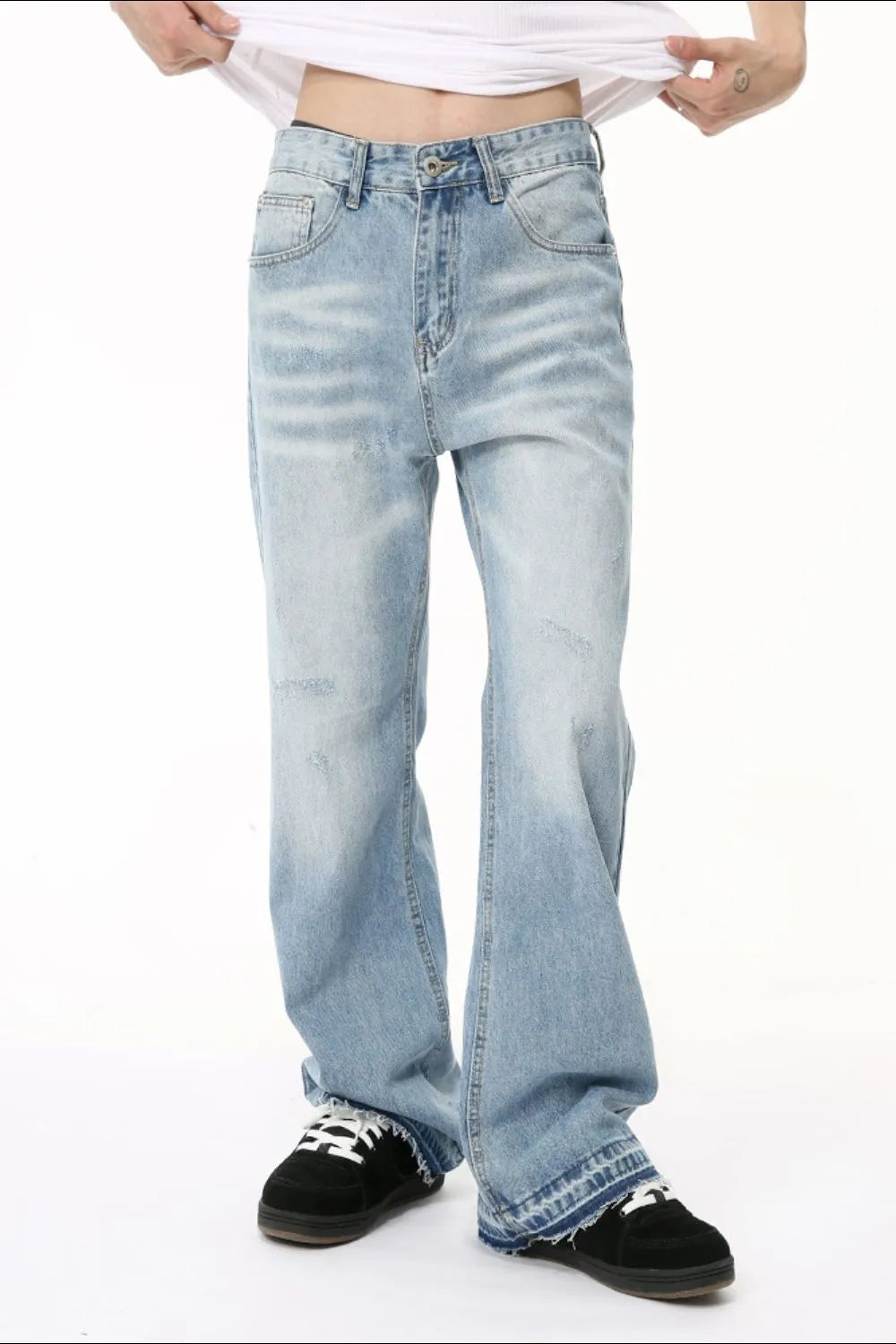 Medium-Tone Baggy Pocket Jeans