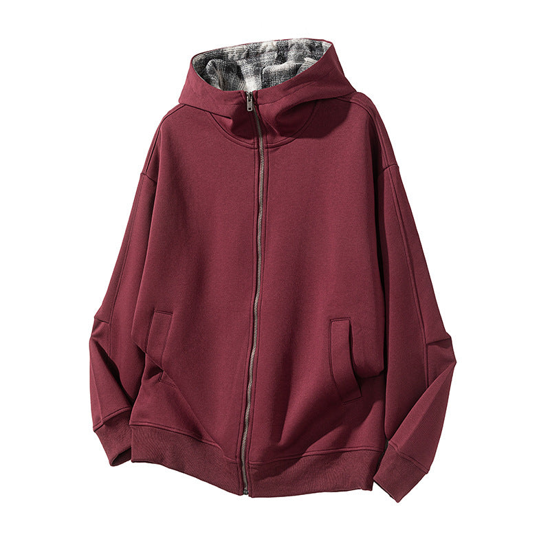 Image of Sudadera con cremallera y corte holgado de estilo urbano para hombre
