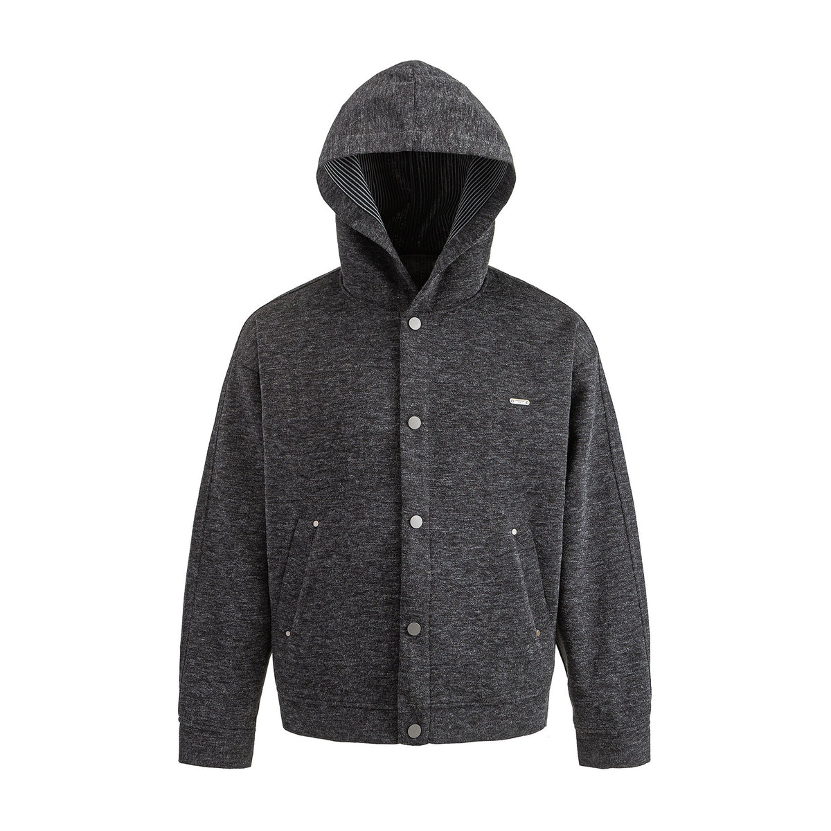 Retro striped patchwork hooded zip-up sweatshirt