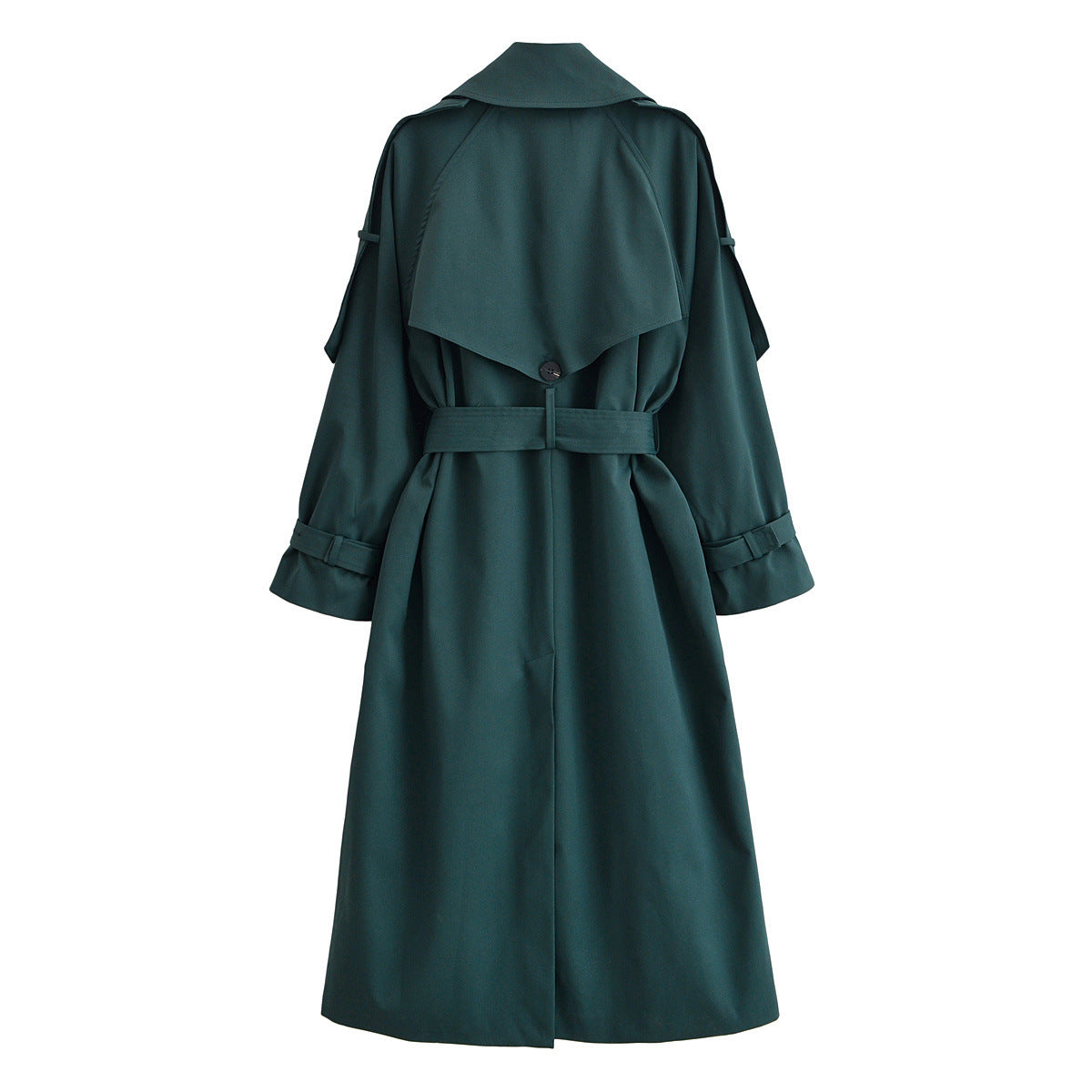 Image of Gabardina tejida de un solo botón verde para mujer