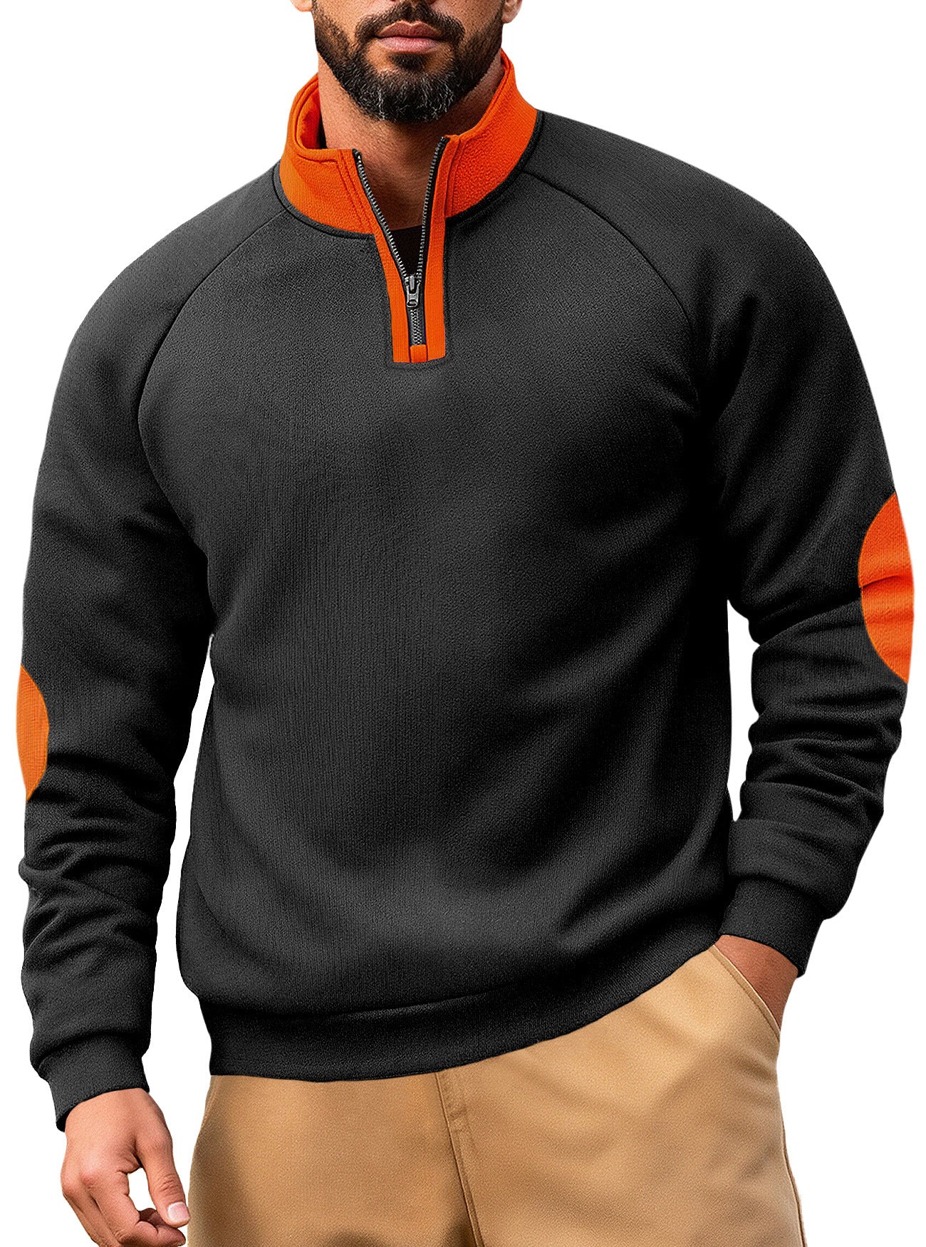 Image of Sudadera de poliéster de corte holgado con cuello subido y media cremallera