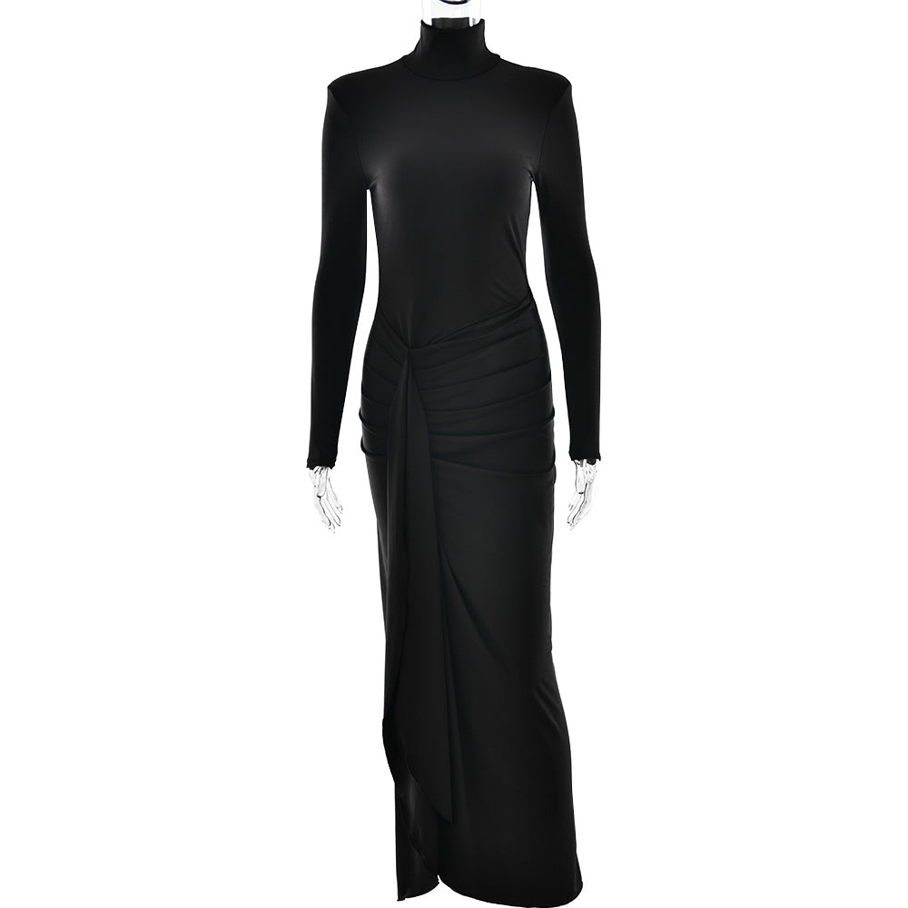 Image of Women's Turtleneck Slit Maxi Dress