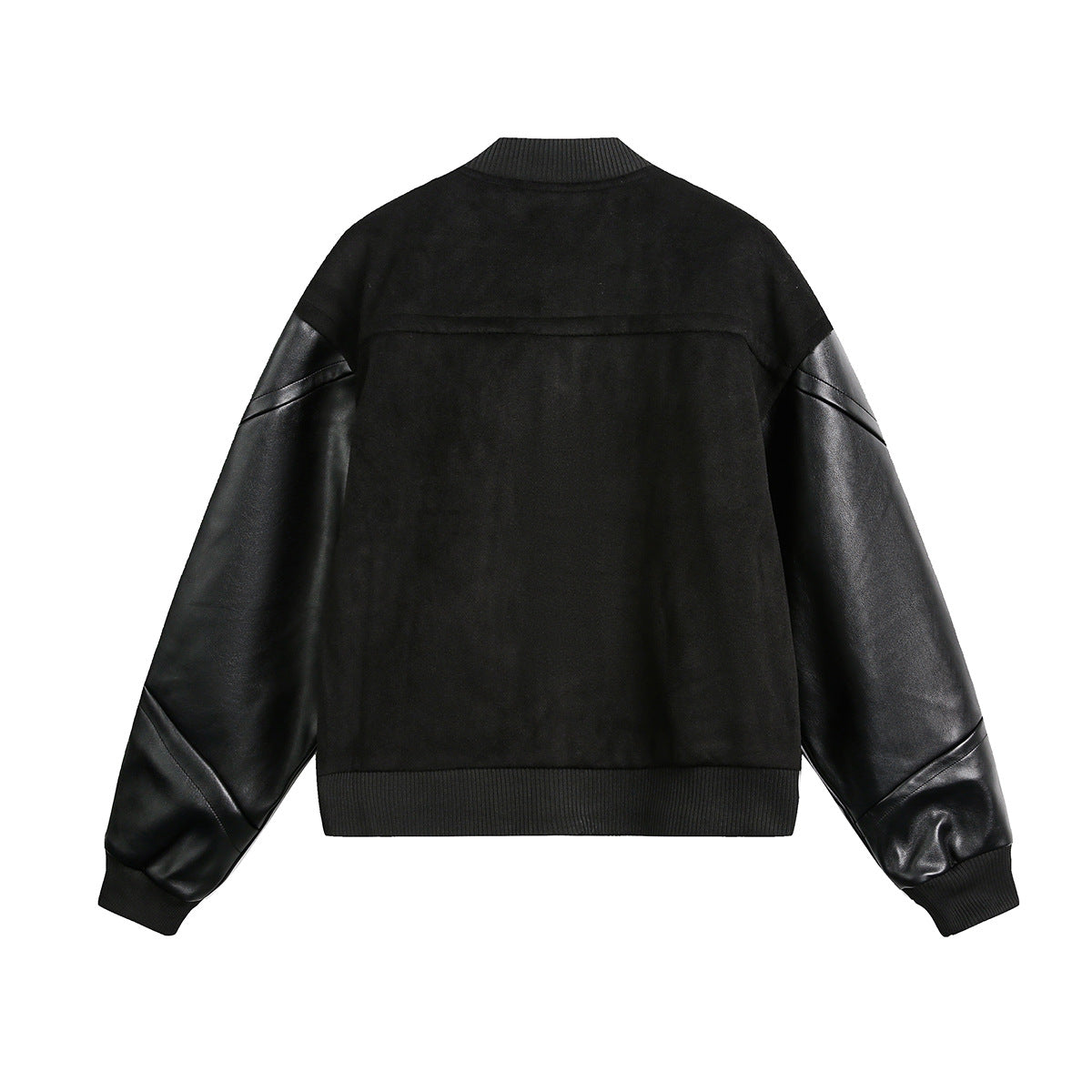 Image of Black relaxed fit button-front baseball jacket