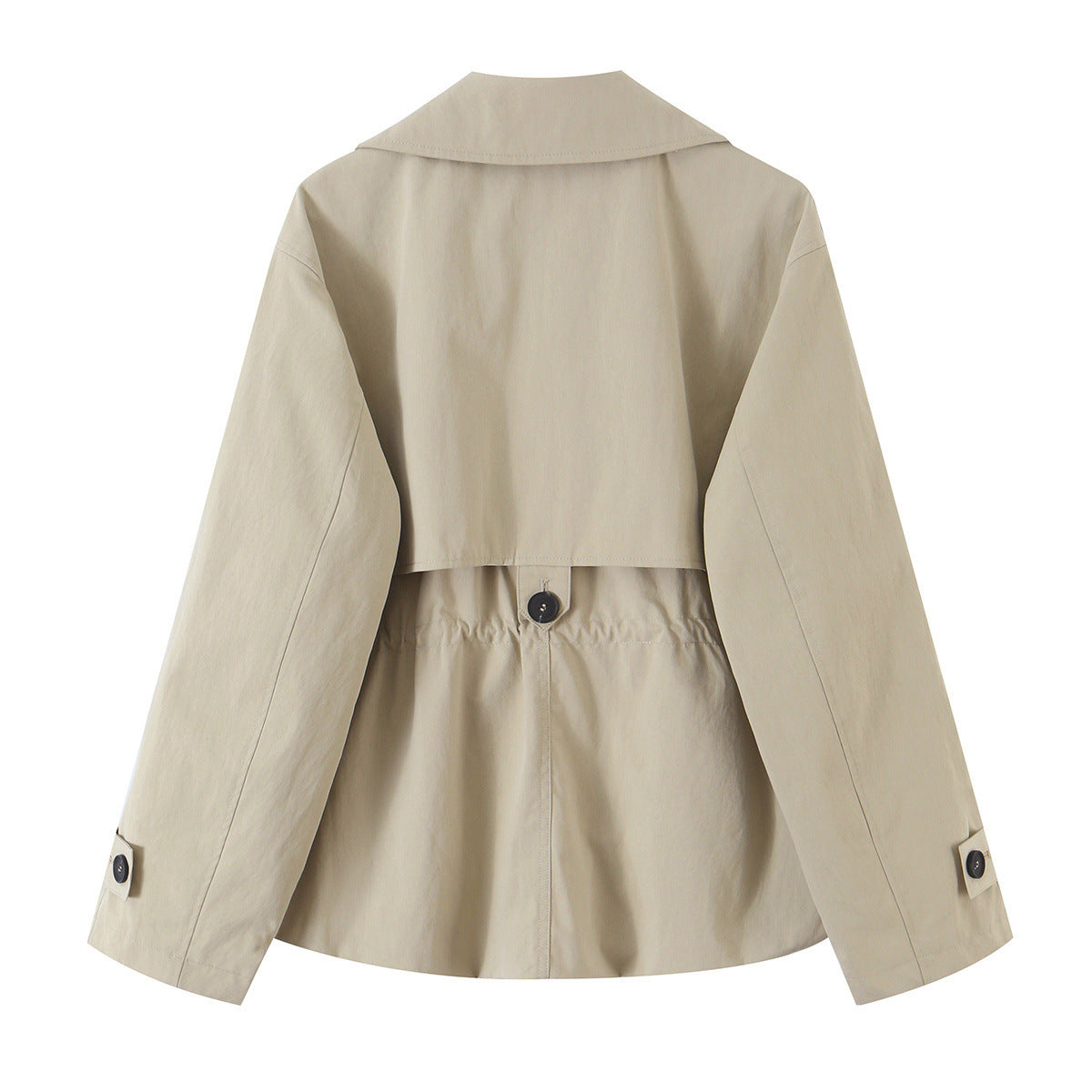 Image of Women's khaki tie-waist double-breasted trench coat