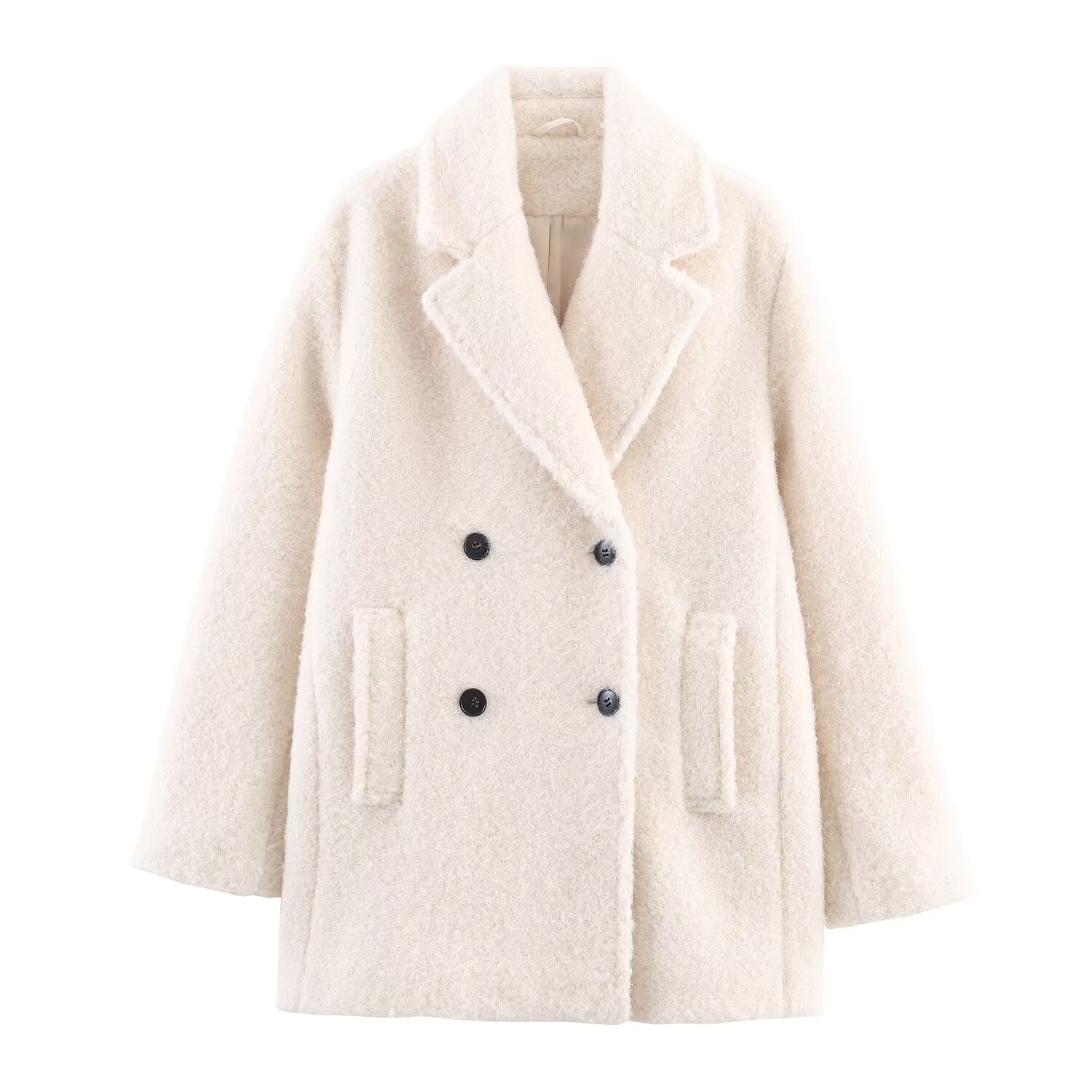 Image of Chaqueta cruzada de piel sintética con detalles de perlas
