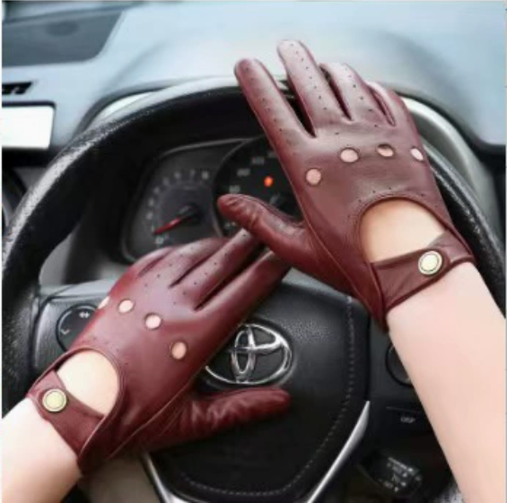 Image of Guantes de conducción de piel de cabra para hombre