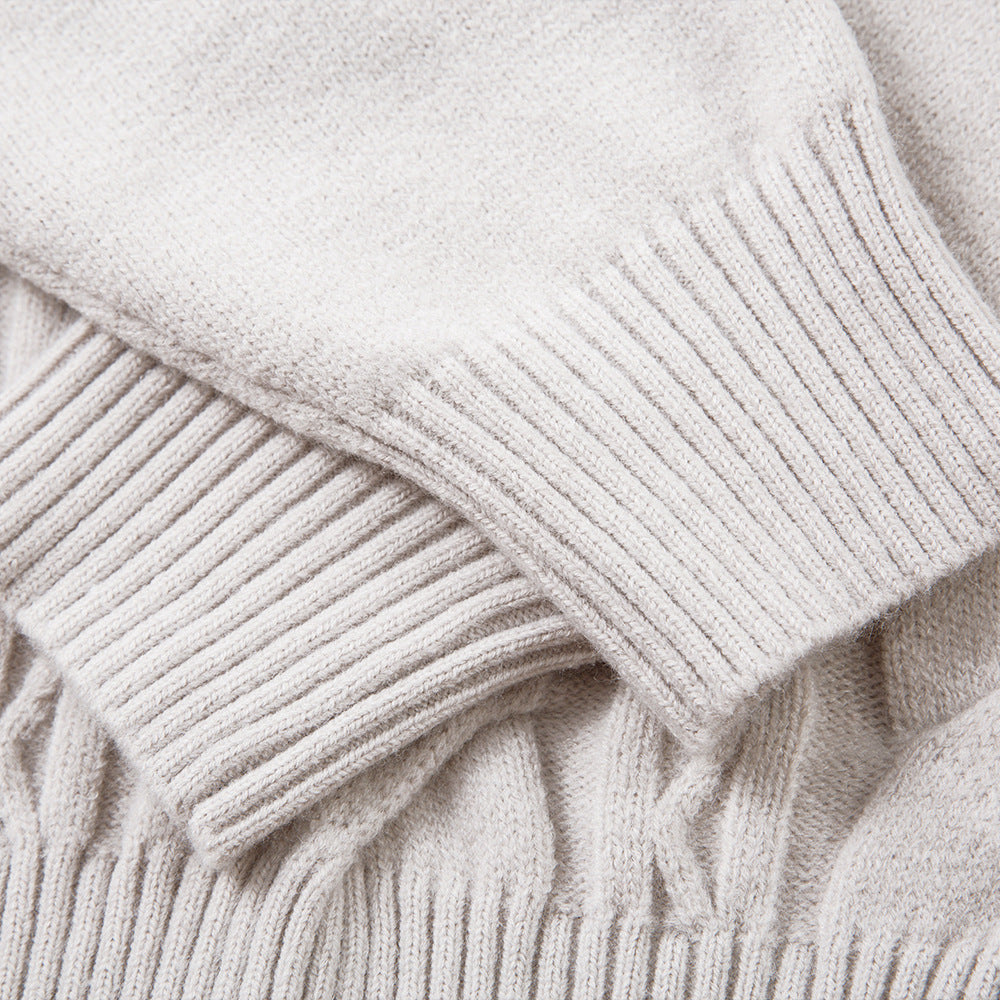 Half-zip stand collar acrylic blend knit sweater