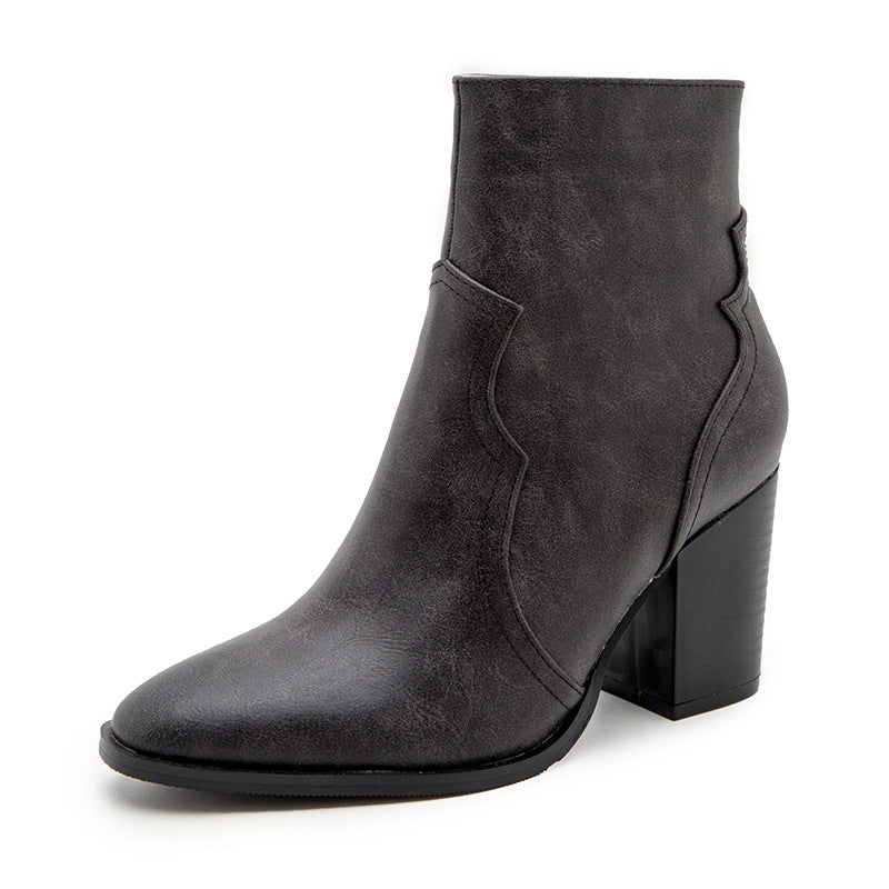 Image of Women's 8cm block heel faux leather ankle boots