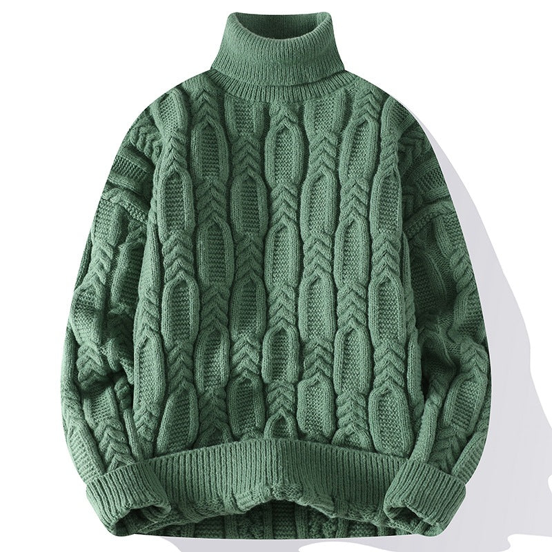 Image of Unisex relaxed-fit cable-knit turtleneck sweater