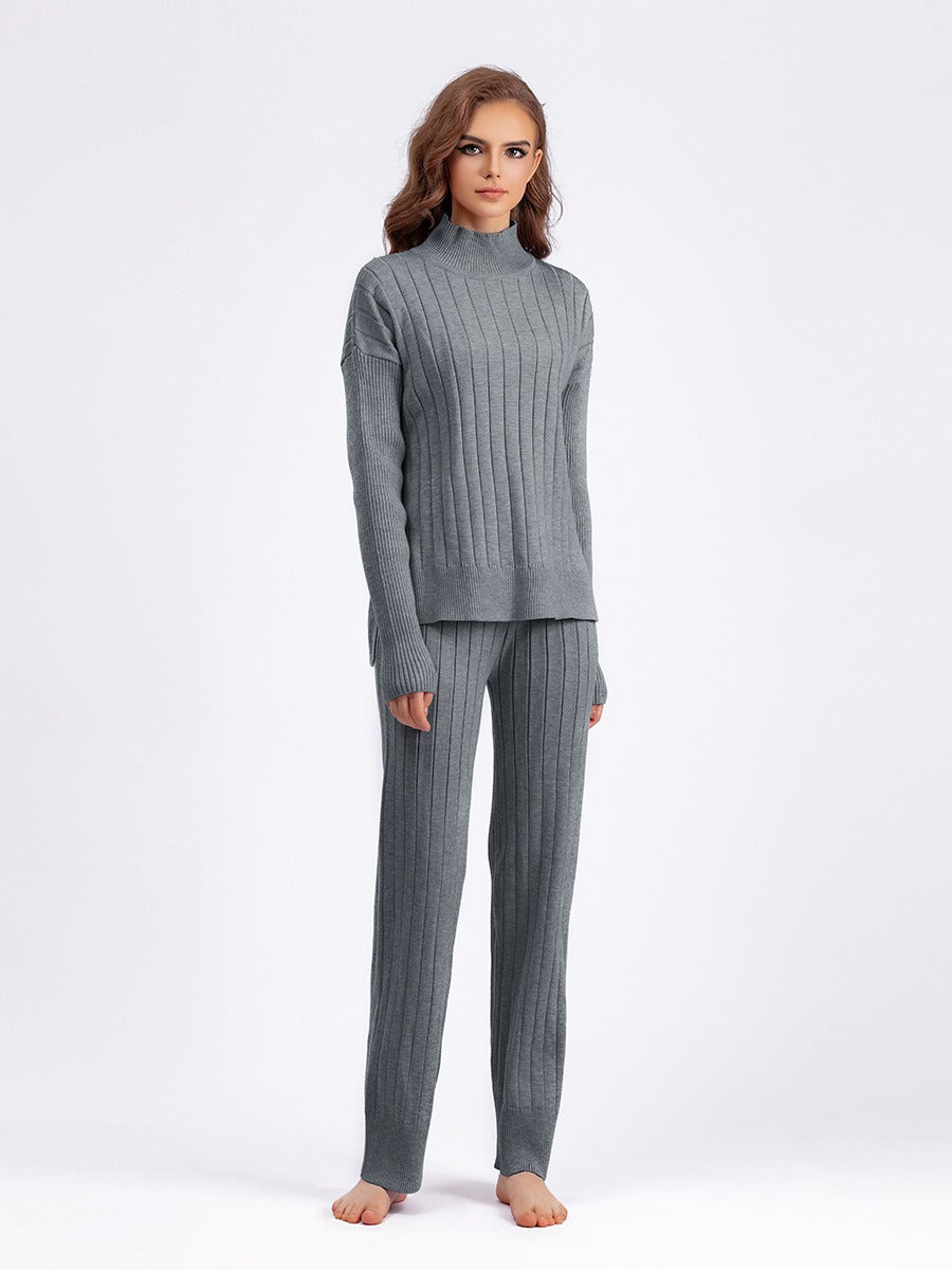 Women's two-piece turtleneck knit sweater set