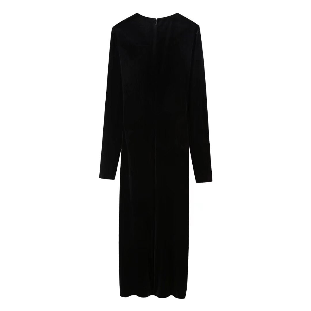 Vestido midi con detalles de pedrería para mujer