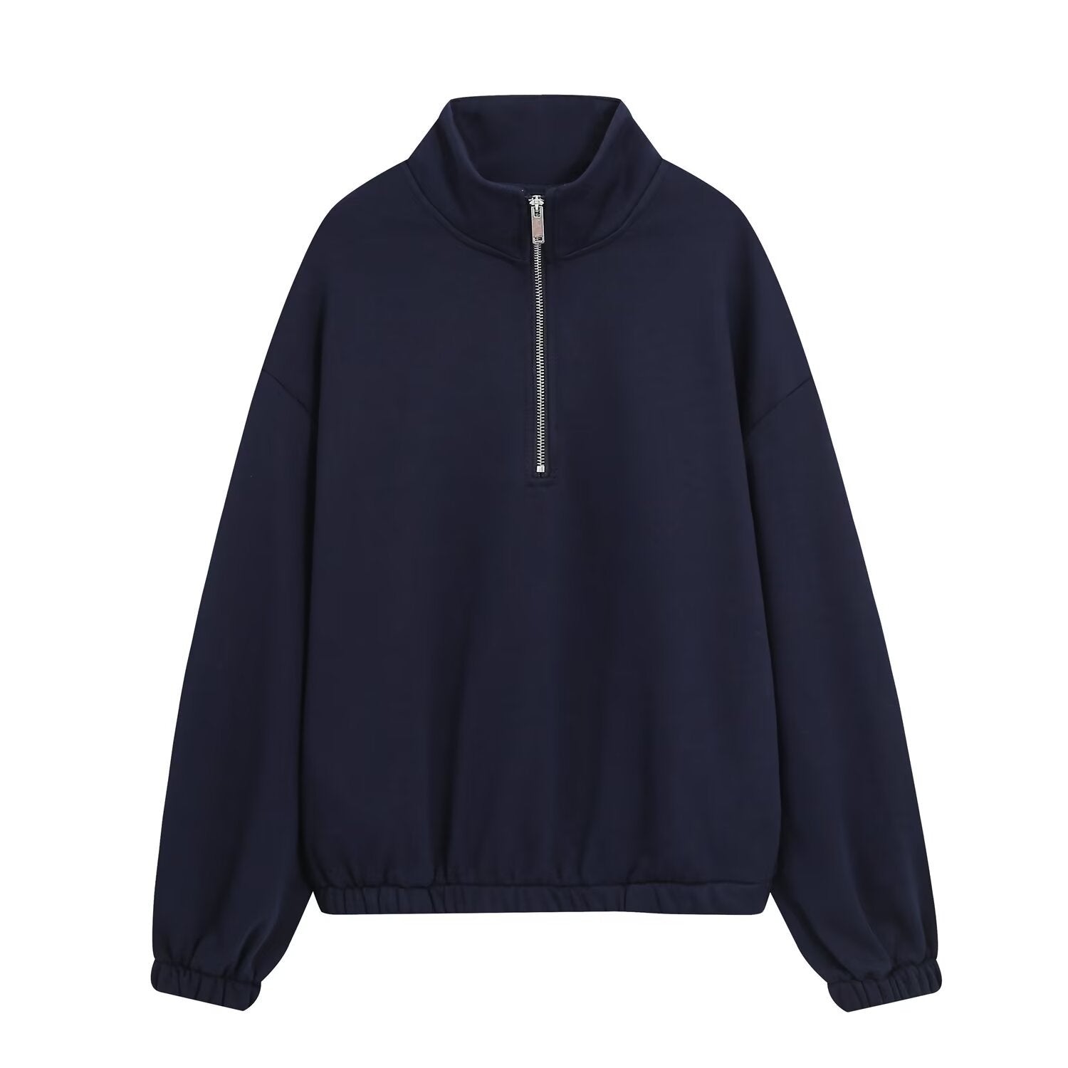 Image of Solid color long sleeve zip-up sweatshirt