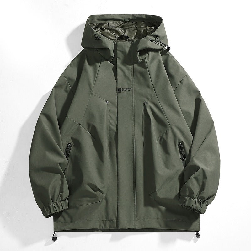 Image of Chaqueta utilitaria de trabajo con cierre y diseño colorblock unisex