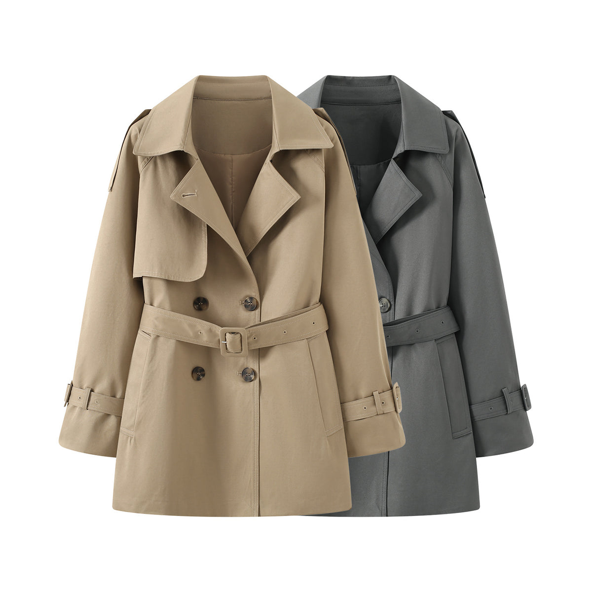 Women's longline loose fit double-breasted trench coat